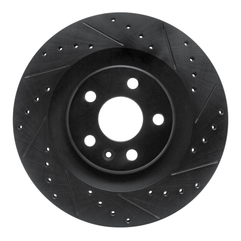 Volvo S60 Brake Rotor (1) - Rear Right - R1 Concepts - Drilled & Slotted - Black - `16-`26